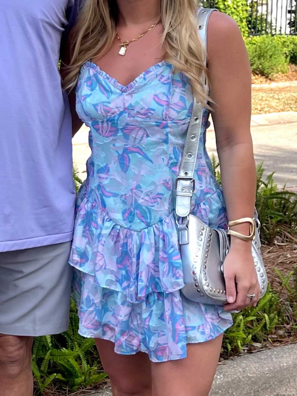 Pastel Floral Ruffle Mini Dress